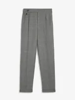 Dunhill Wool Cashmere Glen Check Double Pleated Trousers In Black