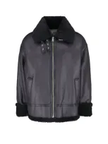 Dunst Faux Shearling Zip Jacket In Black  