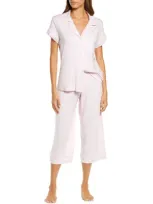 Eberjey Gisele Jersey Knit Crop Pajamas In Pink