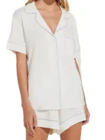 Eberjey Gisele Relaxed Jersey Knit Short Pajamas In White/ice Blue