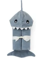 Elegant Baby Terry Velour Hooded Shark Towel In Gray