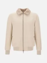 Eleventy Wool Bomber Jacket In Beige