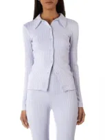 Elleme Ribbed Cardigan Lilac In Gray