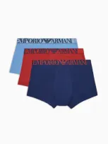 Emporio Armani 3er-pack Asv Eng Anliegende Boxershorts Aus Bio-baumwolle Mit Glänzendem Logoband In Multi