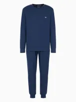 Emporio Armani Mens Marine Logo-embroidery Long-sleeve Stretch-jersey Pyjama Set