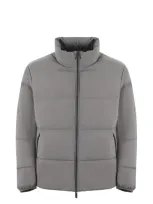 Emporio Armani Quilted Nylon Down Jacket In Grigio