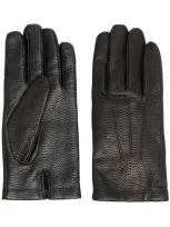 Emporio Armani Leather Gloves In Black