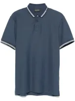 Emporio Armani Cotton Piqué Polo Shirt In Blue