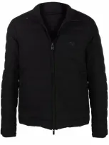 Emporio Armani Padded Logo-patch Jacket In Black