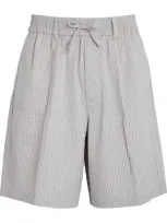 Emporio Armani Striped Bermuda Shorts In Beige