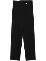 Enföld High-waisted Straight-leg Wool Trousers In 黑色