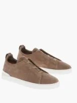 Ermenegildo Zegna Suede Triple Stitch Low Top Sneakers