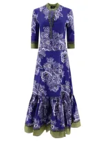 Etro Floral-print Cotton Maxi Dress In Print Floral Blue