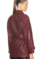 Etro Embroidered Leather Jacket In Plum