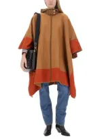 Etro Pegaso-jacquard Fine-knit Cape In Brown