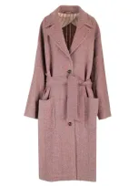 Etro Chevron Wool Coat In Bordeaux