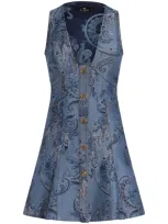 Etro Mini Denim Dress In Multi