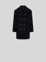 Etro Double-breasted Coat For Children In Navy Blue