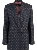 Etro Wool-blend Double-breasted Jacket In Blue