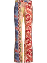 Etro Floral-print Bootcut Jeans In 红色