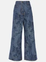 Etro Paisley-print Wide-leg Jeans In Blue