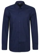 Etro Pegaso Embroidered Buttoned Shirt In Navy