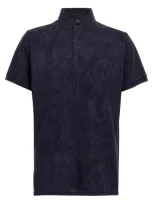 Etro Short Sleeve Cotton Polo Shirt In Blue