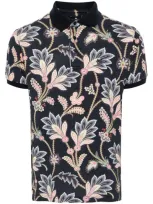 Etro Paisley-print Polo Shirt In Blue