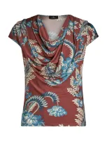 Etro Printed Cowl-neck Top In Multi