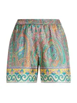 Etro Printed Silk Shorts In Multi