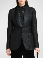 Etro Scroll Jacquard Tuxedo Jacket In Black