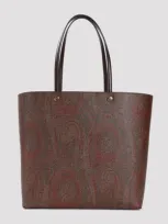 Etro Shopping Essential Shoulder Bag In Marrone