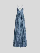 Etro Floral-jacquard Dress In Light Blue