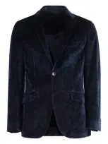 Etro Single-breasted Velvet Jacket In Blue