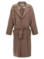 Etro Single-breasted Wool Coat In Beige