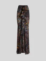 Etro Stretch Sable Paisley-print Long Skirt In Black