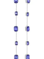 Ettika Baguette Crystal Linear Drop Earrings In Rhodium/blue