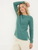 Fatface Ella Textured Sweater In Light Teal Blue