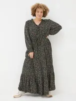 Fatface Plus Size Dahlia Ditsy Marks Maxi Dress In Black