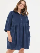 Fatface Plus Size Sara Bubble Cord Dress In Dark Navy