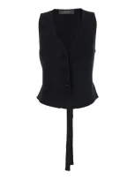 Federica Tosi Ribbed Viscose Gilet In Black