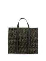 Fendi `ff Jacquard` Shopper Bag In Brown