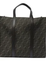 Fendi Ff Logo Shopper In Brown