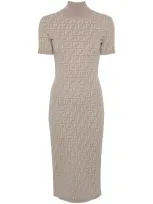 Fendi Ff Midi Dress In Grey