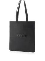 Fendi Logo Embossed Tote Bag In Black