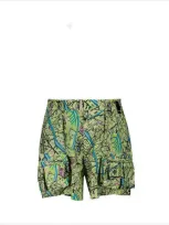 Fendi Map Printed Pocket Detailed Cargo Shorts In Green