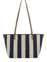 Fendi Small Roll Striped Tote Bag In Blue