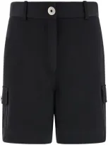 Ferragamo Virgin Wool Utility Shorts In Black