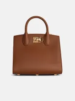 Ferragamo 'box' Mini Bag In Brown Leather