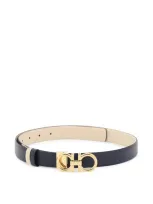 Ferragamo Gancini Reversible Belt In Beige